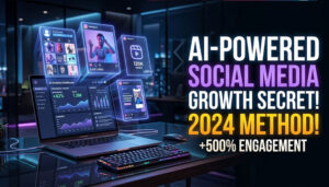 AI content creation for social media marketing concept